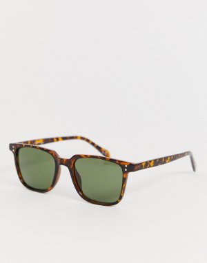 Квадратные солнцезащитные очки в черепаховой оправе -Коричневый Jeepers Peepers