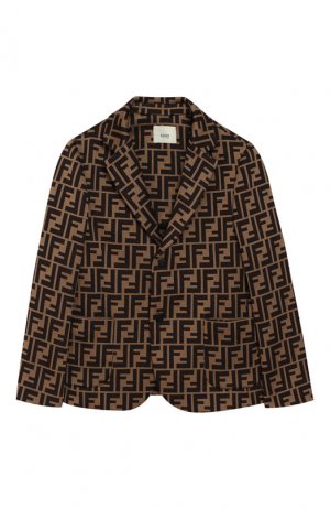 Хлопковый пиджак Fendi. Цвет: коричневый