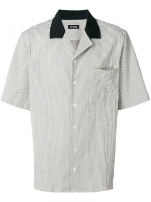 Рубашка из жатой ткани с короткими рукавами Raf Simons. Цвет: бежевый