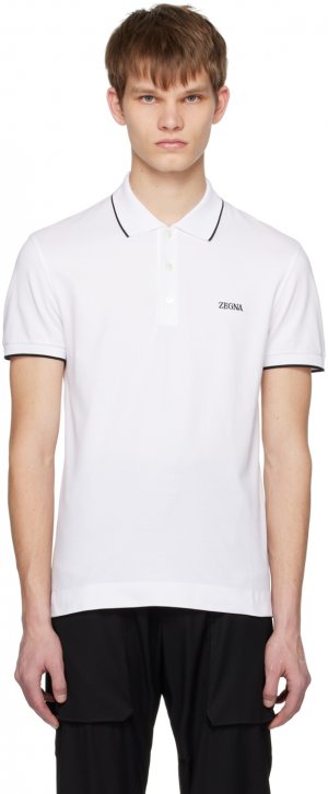 Белая футболка-поло с вышивкой ZEGNA