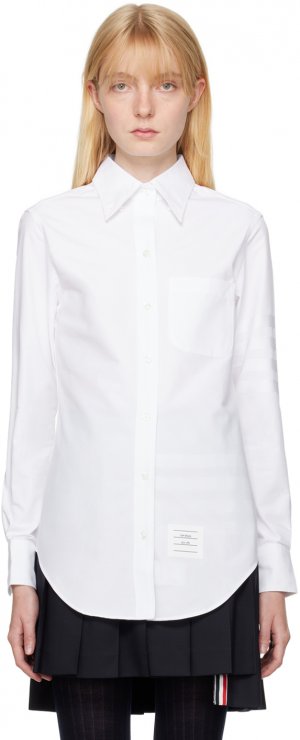 Белая рубашка с 4 полосками Engineered Thom Browne