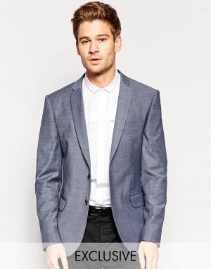 Стретчевый пиджак зауженного кроя на свадьбу Number Eight Savile Row. Цвет: серый