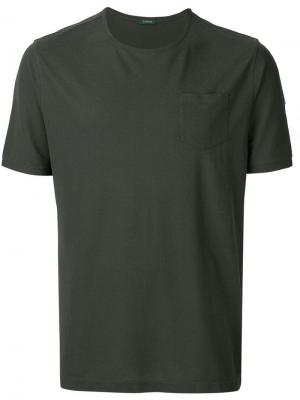 Однотонная футболка Zanone. Цвет: зеленый