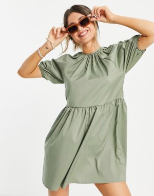 Платье с присборенной юбкой цвета хаки -Зеленый цвет Urban Bliss