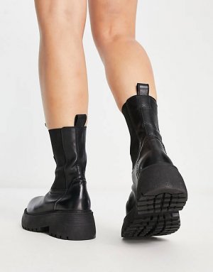 Черные кожаные ботинки челси ASOS DESIGN Wide Fit Adelaide