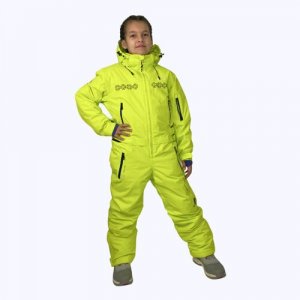 Комбинезон детский, ветрозащитный, влагоотводящий, мембранный, утепленный, герметичные швы, водонепроницаемый, карман для ски-пасса, размер 128, зеленый, желтый Snow Headquarter. Цвет: желтый/зеленый