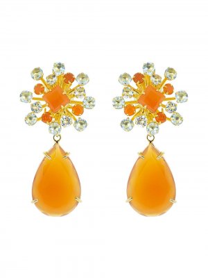 Серьги-клипсы Carnelian Pear Bounkit Jewelry. Цвет: оранжевый