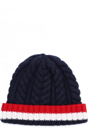 Кашемировая шапка фактурной вязки Thom Browne. Цвет: темно-синий