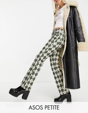 Зеленые расклешенные брюки с заниженной талией ASOS DESIGN Petite