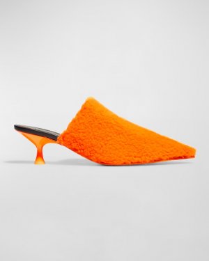 Флисовые туфли-лодочки без задника на каблуке-рюмочке Loewe