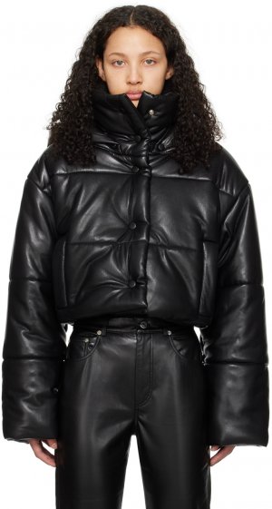 Черная кожаная куртка Aveline Vegan Nanushka