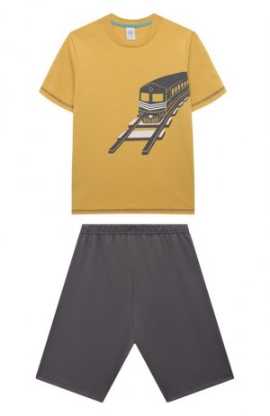 Хлопковая пижама Sanetta. Цвет: жёлтый
