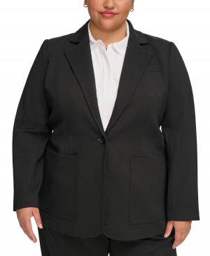 Куртка больших размеров с вырезом на одной пуговице и воротником-стойкой , черный Calvin Klein