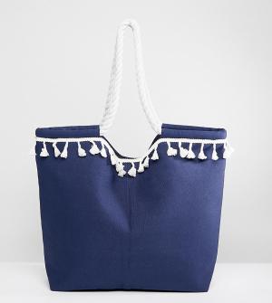 Темно-синяя пляжная сумка с отделкой South Beach. Цвет: темно-синий