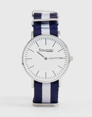 Мужские часы с нейлоновым ремешком в полоску темно-синего и белого цвета -Мульти Stratford