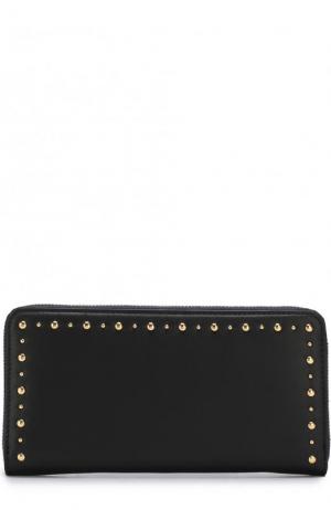 Кожаный кошелек на молнии с металлической отделкой Diane Von Furstenberg. Цвет: черный