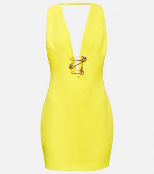 Шелковое мини-платье Safety Pin, желтый Versace