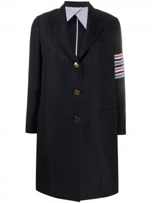 Деконструированное пальто с полосками 4-Bar Thom Browne. Цвет: синий