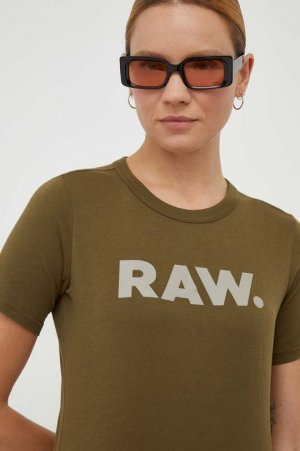 Хлопковая футболка G-Star Raw, зеленый RAW