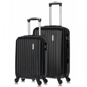 Комплект чемоданов Lcase Krabi, 2 шт., 62 л, размер S/M, черный L'case. Цвет: черный