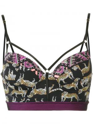 Leopard print bikini top Janiero. Цвет: чёрный