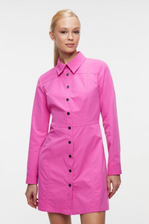 Платье-рубашка мини приталенное с длинными рукавами befree. Цвет: розовый
