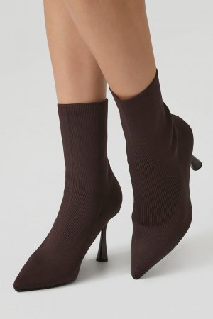 Ботильоны-носки на шпильке с острым носком , коричневый Forever 21