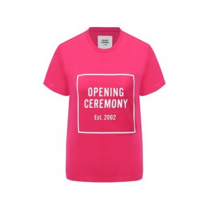 Хлопковая футболка Opening Ceremony. Цвет: розовый