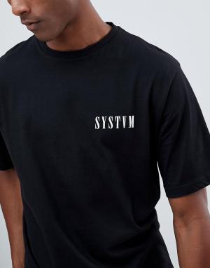 Свободная футболка с принтом Systvm. Цвет: черный