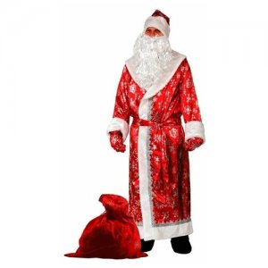 Карнавальный костюм Дед Мороз, сатин, р. 54-56, цвет красный Батик. Цвет: красный