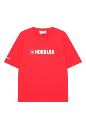 Красная хлопковая футболка с логотипом Hoodlab. Цвет: красный