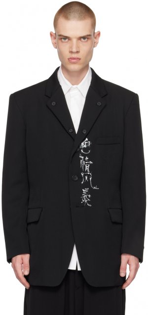 Черный многослойный пиджак с лацканами Yohji Yamamoto