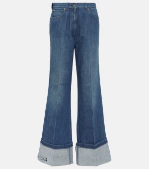 Расклешенные джинсы с высокой посадкой , синий Gucci