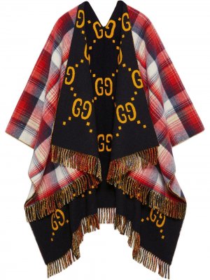 Двухстороннее пончо с узором GG Gucci. Цвет: красный