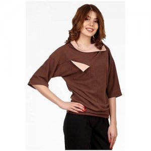 Блуза SettyS Collection, повседневный стиль, трикотажная, размер 48, коричневый Setty'S Collection. Цвет: коричневый