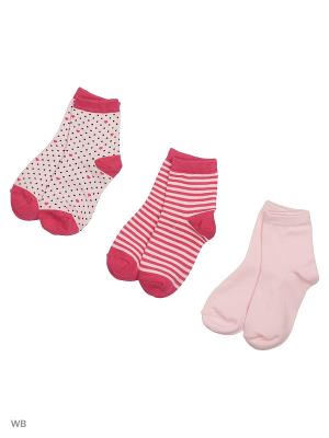 Носки, 3 пары Crockid. Цвет: бледно-розовый, розовый