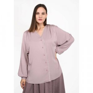Блуза , повседневный стиль, однотонная, размер 50, бежевый, розовый EL. Цвет: бежевый/розовый
