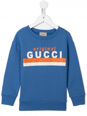 Толстовка с логотипом Gucci Kids. Цвет: синий