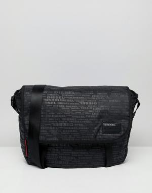 Черная сумка через плечо с логотипом Diesel. Цвет: черный