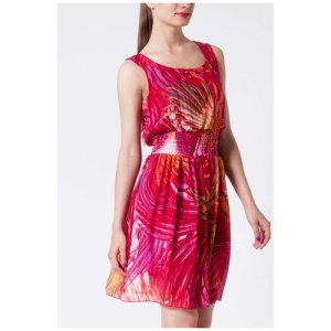 Легкое шелковистое платье с поясом-резинка CONVER (7095, красный, размер: 44)