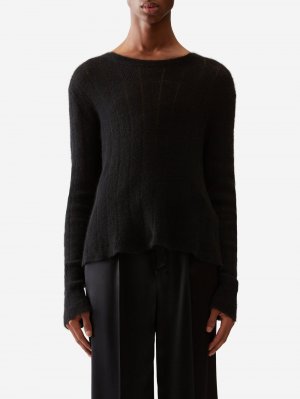 Ажурный вязаный свитер с расклешенным краем , черный Saint Laurent