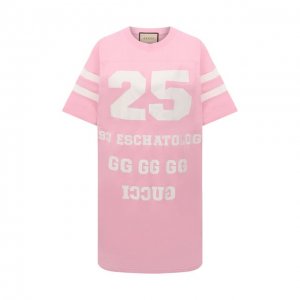 Хлопковая футболка Gucci. Цвет: розовый