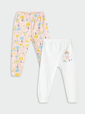 Пижамные штаны с принтом для маленьких девочек и эластичной резинкой на талии, упаковка из 2 шт. LUGGI BABY, экрю Baby