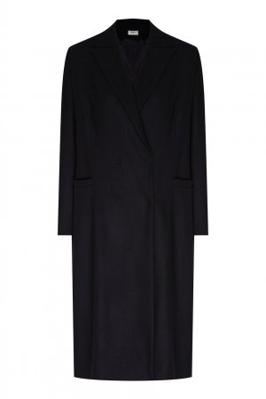 Черное шерстяное платье-пальто Izeta. Цвет: черный