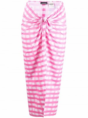Check-print knot-detail sarong Jacquemus. Цвет: розовый