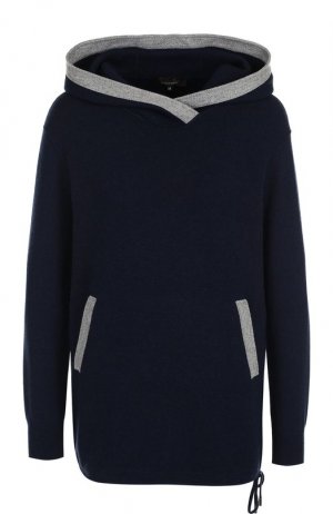 Кашемировый пуловер с капюшоном и контрастной отделкой Loro Piana. Цвет: синий