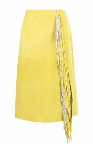 Замшевая юбка-миди с бахромой Diane Von Furstenberg. Цвет: желтый