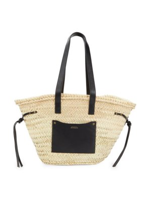Пляжная сумка-тоут Cadix из кожи и соломы , цвет Beige Black Isabel Marant
