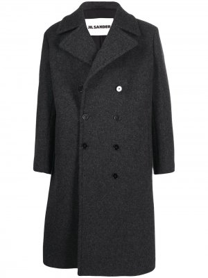 Двубортное пальто Jil Sander. Цвет: серый