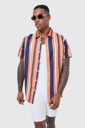 Рубашка с коротким рукавом в ретро полоску , оранжевый Boohoo